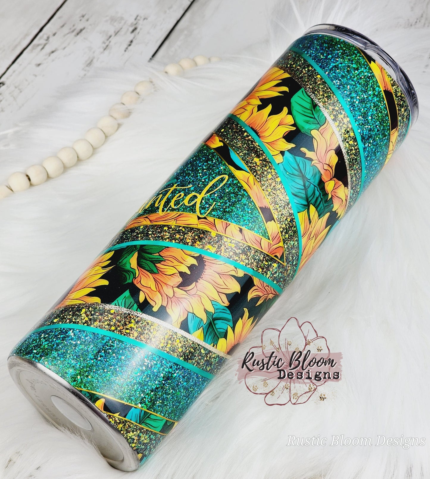 Glitter Sunflower VSplit Tumbler Gift for Her Custom Cups Personalized gifts Teal  VSplit 30oz Ready-to-ship