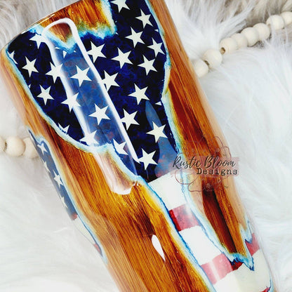 American Flag Tumbler Wood Grain Tumbler 30oz Tumbler peekaboo Woodgrain American Flag cup Husband Tumbler Personalized mug Guy Gift Dad mug