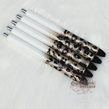 Personalized Glitter Pens Ombre  Leopard Pen Epoxy Cheetah pens Nurse Gift Writing Pen Teacher Gifts Ideas Gel Pens Custom gold pens glitter