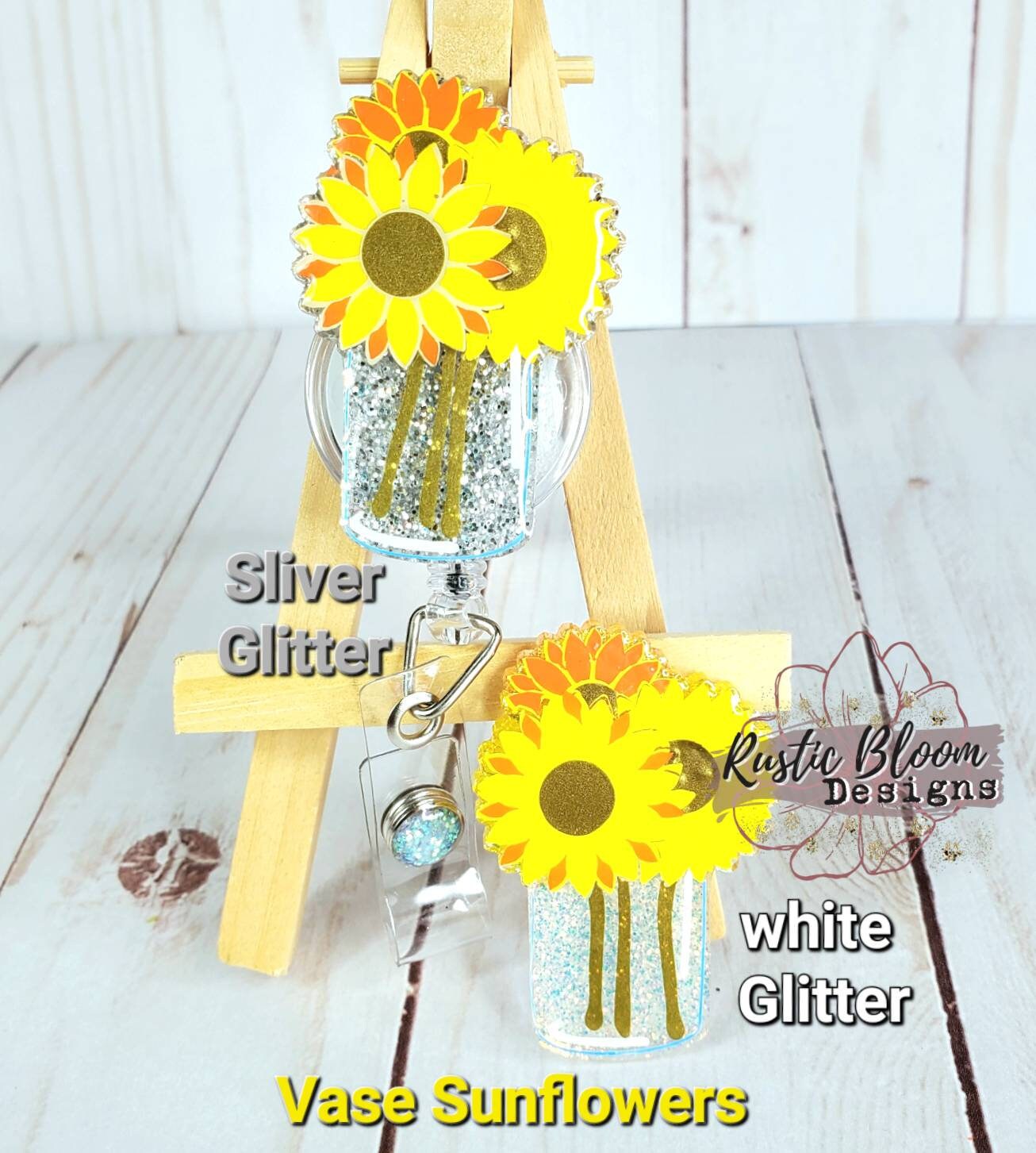 Flower Glitter Badge Reel Personalized Nurse Gift Teacher Name Tag glitter Badge Nurse Badge Reel Summer Badge Reel