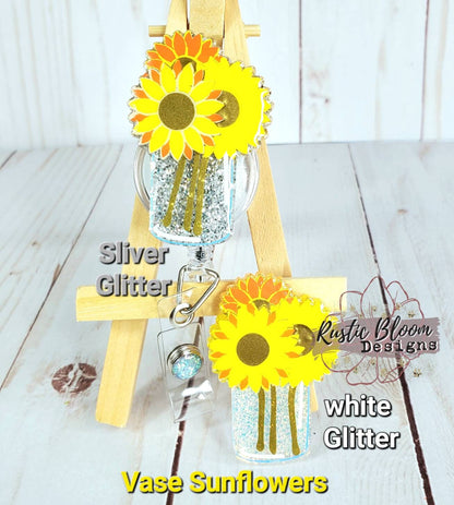 Flower Glitter Badge Reel Personalized Nurse Gift Teacher Name Tag glitter Badge Nurse Badge Reel Summer Badge Reel
