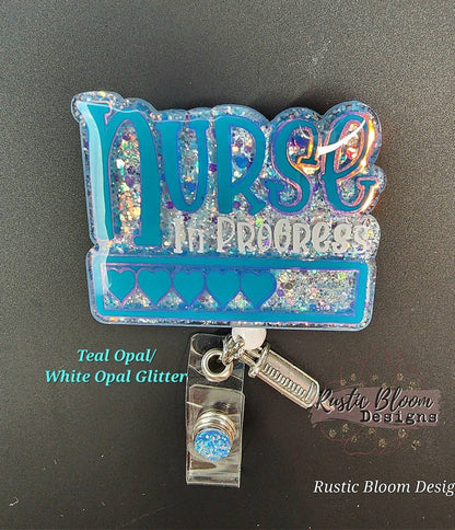 NURSE In Progress Badge Reel Retractable Interchangeable Nursing School Name Holder Custom Gift For Her Student ID Nursing school Name Tag