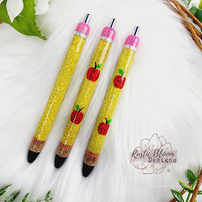 Personalized Pencil Glitter Gel Pen, Epoxy flower Nurse Gift Pen, Teacher Pen Gift Custom Gift for her, Planner accessories