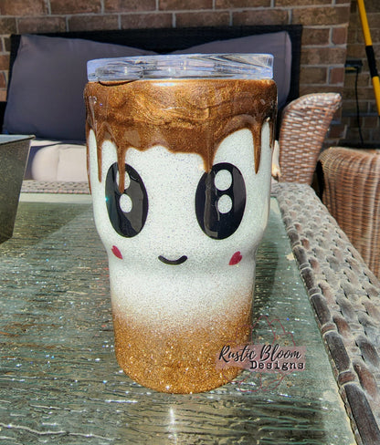 Glitter Cute Smores Chocolate Drip Tumbler, Stainless-steel Gift for her custom epoxy tumbler insulated Coffee Mug To Go
