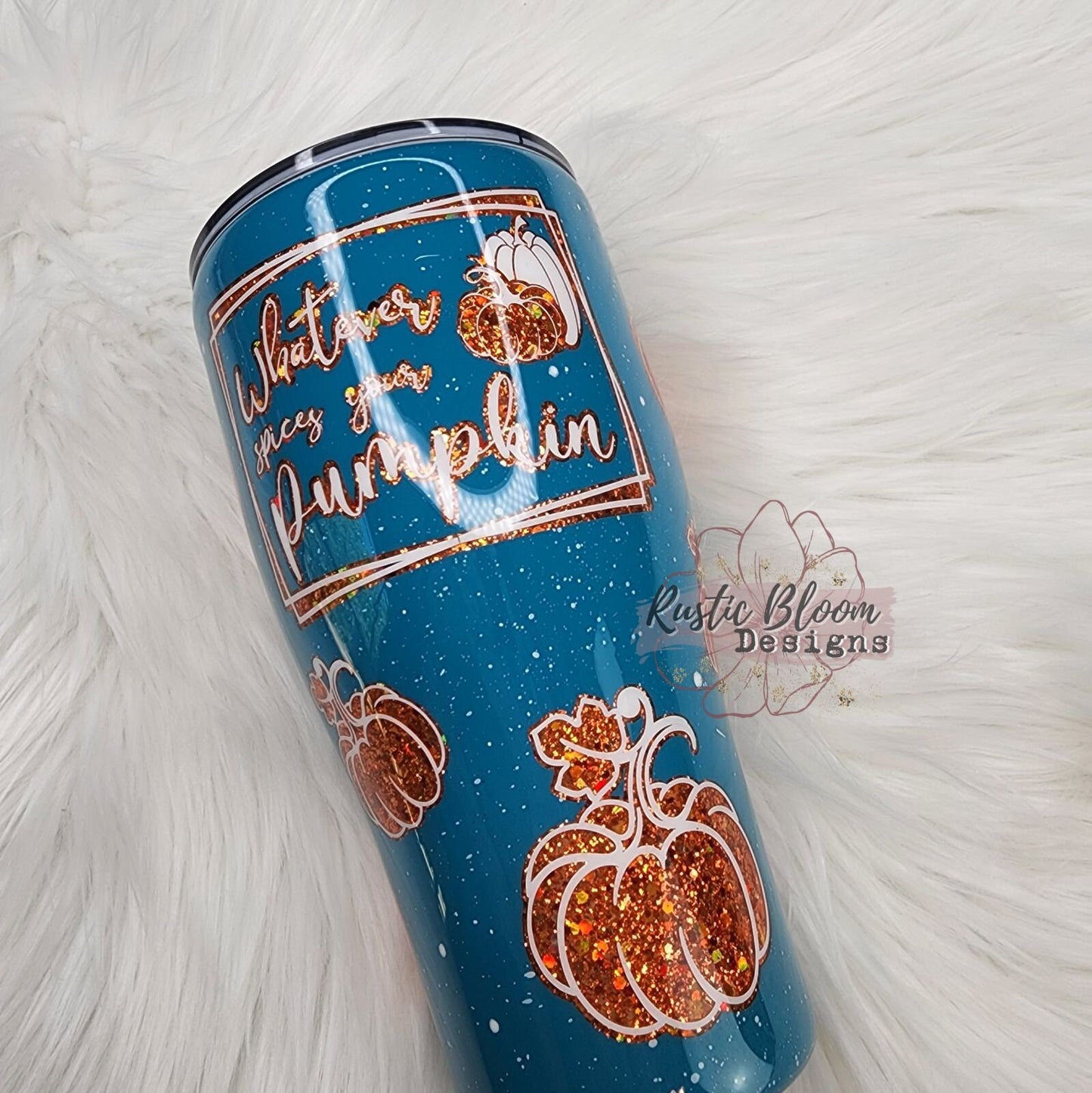 Pumpkin Glitter Peakaboo Tumbler Teal, Orange Whatever Spices Your Pumpkin insulated Custom fall Tumbler To Go Cup Gift for Her Seasonal Cup