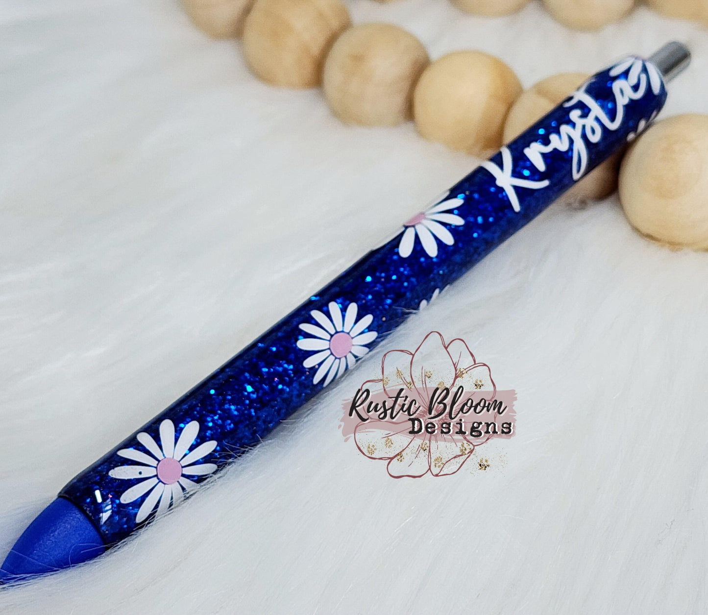 Personalized Daisy Glitter Gel Pen, Epoxy flower Nurse Gift Pen, Teacher Gift Custom Gift for her, Planner accessories