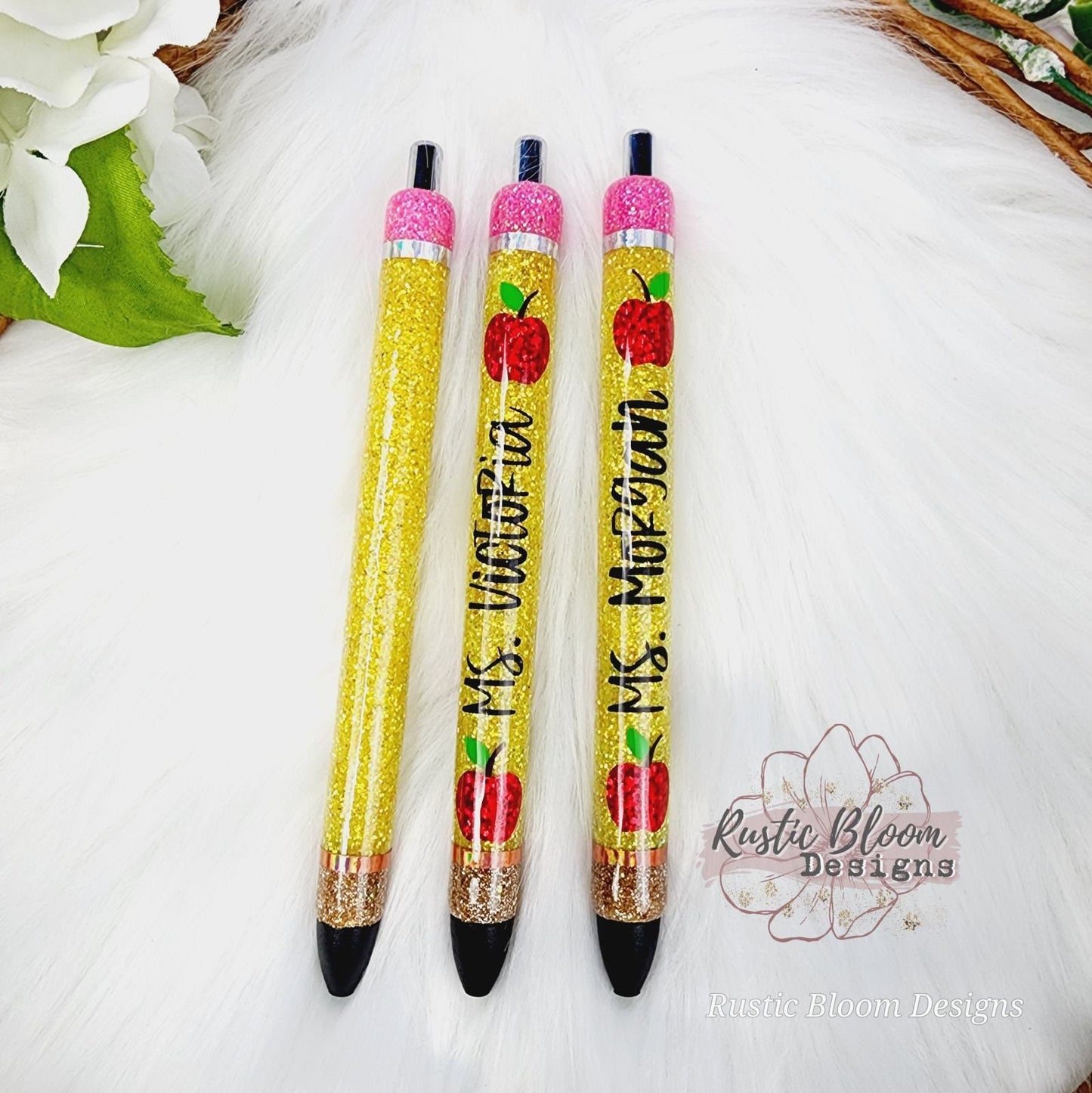 Personalized Pencil Glitter Gel Pen, Epoxy flower Nurse Gift Pen, Teacher Pen Gift Custom Gift for her, Planner accessories