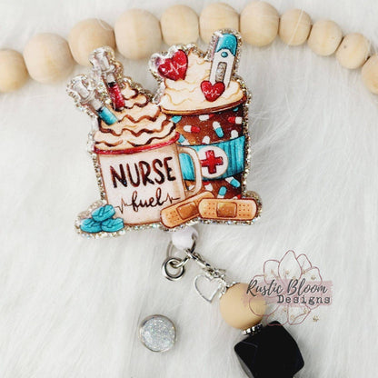 Nurse Fuel Glitter Badge Reel Personalized Badge Reel Custom Work ID Nurse Id Nurse Gift Name Badge Nurse appreciation gift
