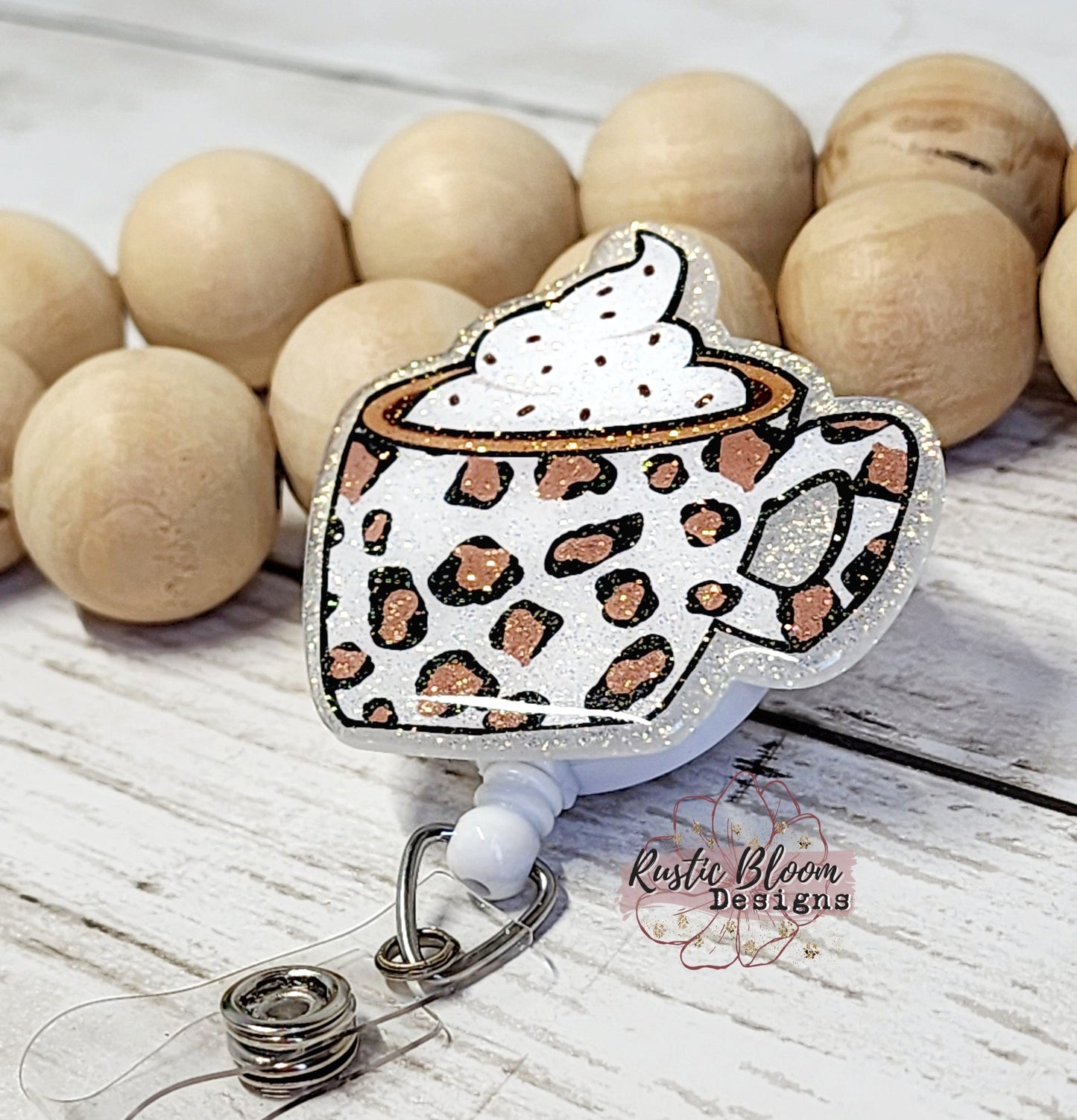 Leopard Print Coffee Mug ID Holder Nurse Gift for Teacher Halloween Badge Holiday Name Holder
