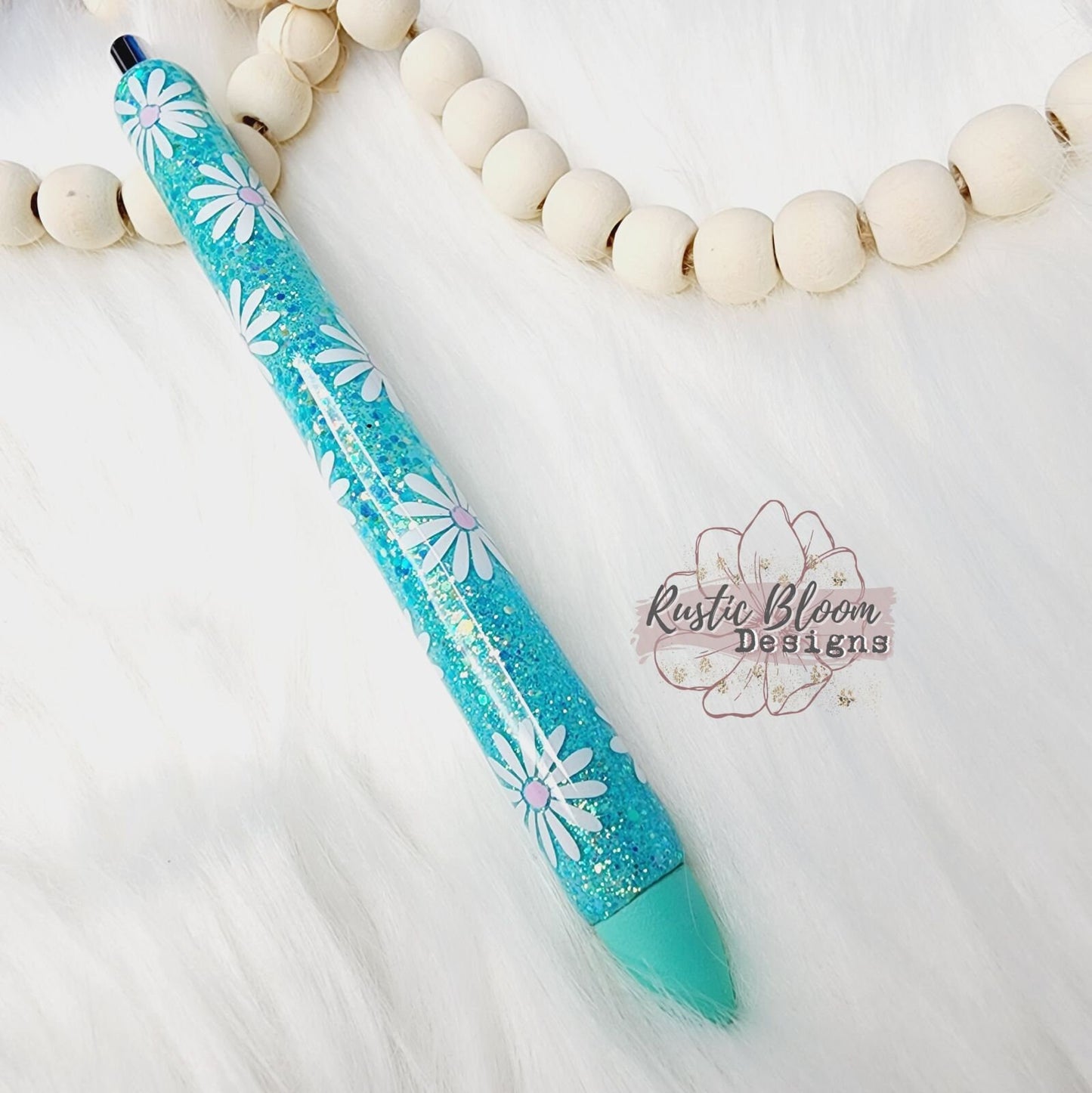 Personalized Daisy Glitter Gel Pen, Epoxy flower Nurse Gift Pen, Teacher Gift Custom Gift for her, Planner accessories