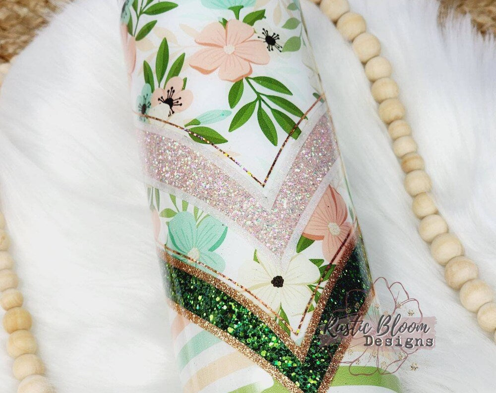 Flower Glitter Tumbler