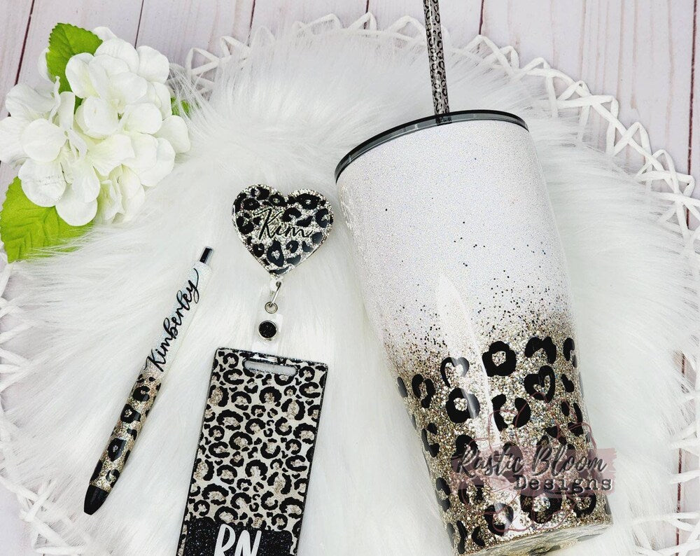 Leopard Glitter Badge Buddy Set